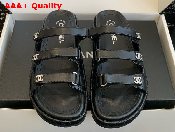 Chanel Leather Slide in Black Replica