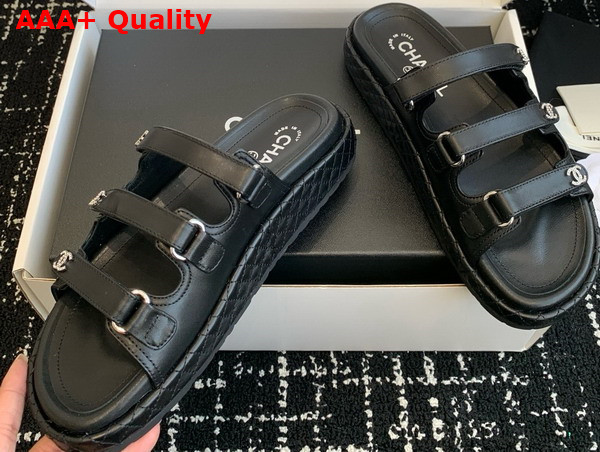 Chanel Leather Slide in Black Replica