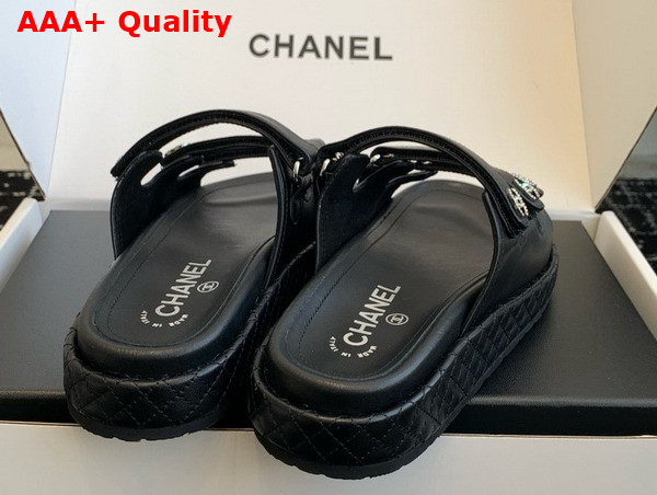 Chanel Leather Slide in Black Replica