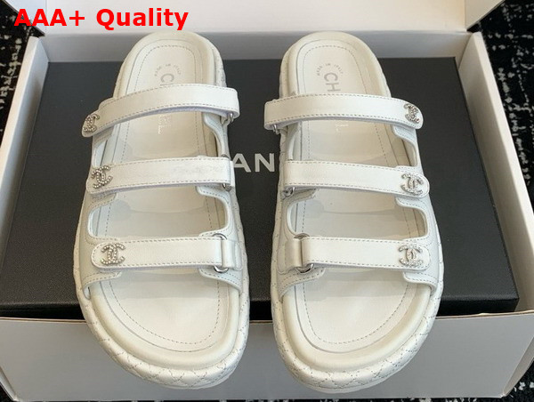 Chanel Leather Slide in White Replica