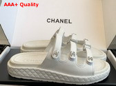 Chanel Leather Slide in White Replica