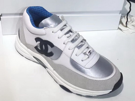 Chanel Leather Sneaker Calfskin and Suede Calfskin Blue