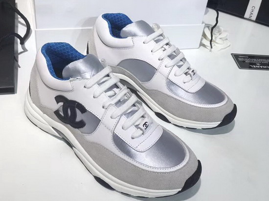 Chanel Leather Sneaker Calfskin and Suede Calfskin Blue