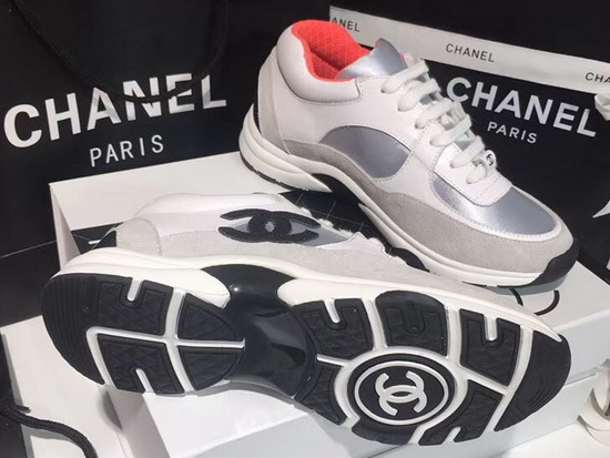 Chanel Leather Sneaker Calfskin and Suede Calfskin Orange