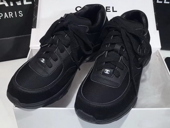 Chanel Leather Sneaker in Black Calfskin and Suede Calfskin