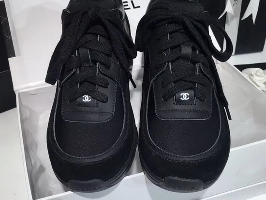 Chanel Leather Sneaker in Black Calfskin and Suede Calfskin