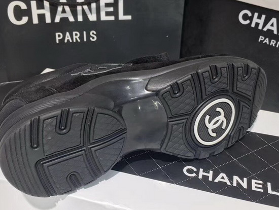 Chanel Leather Sneaker in Black Calfskin and Suede Calfskin