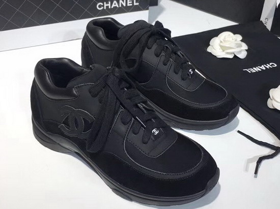 Chanel Leather Sneaker in Black Calfskin and Suede Calfskin