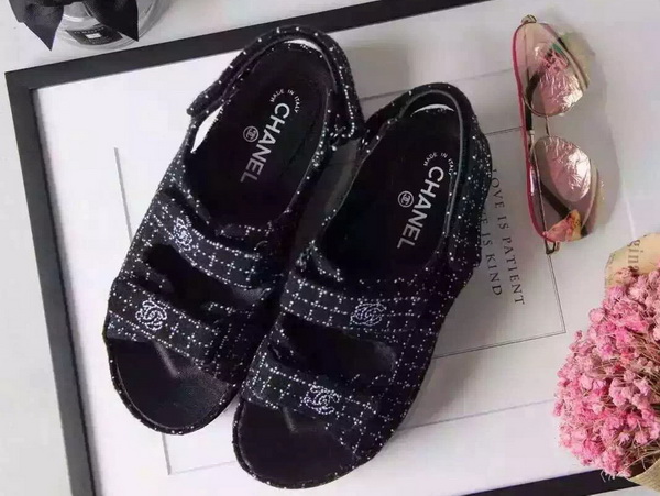 Chanel Led Sandals Black Tweed for Sale