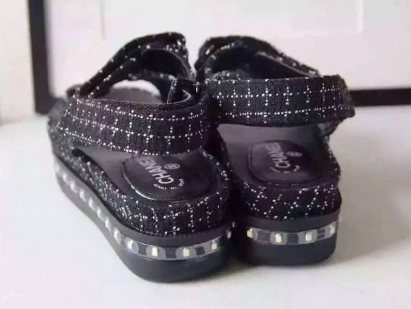 Chanel Led Sandals Black Tweed for Sale