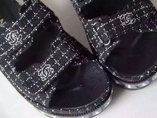 Chanel Led Sandals Black Tweed for Sale