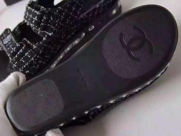 Chanel Led Sandals Black Tweed for Sale