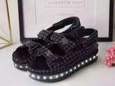 Chanel Led Sandals Black Tweed for Sale