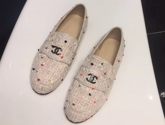 Chanel Loafers Beige and Multicolor Tweed