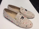 Chanel Loafers Beige and Multicolor Tweed