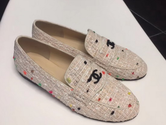 Chanel Loafers Beige and Multicolor Tweed