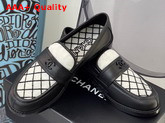 Chanel Loafers Black Calfskin and White Lamb Wool Replica