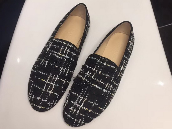 Chanel Loafers Black and White Tweed