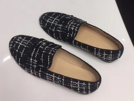 Chanel Loafers Black and White Tweed