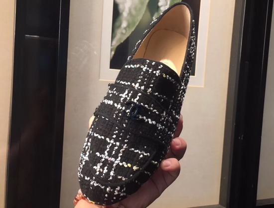 Chanel Loafers Black and White Tweed