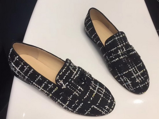 Chanel Loafers Black and White Tweed