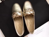 Chanel Loafers Gold Metallic Calfskin For Sale