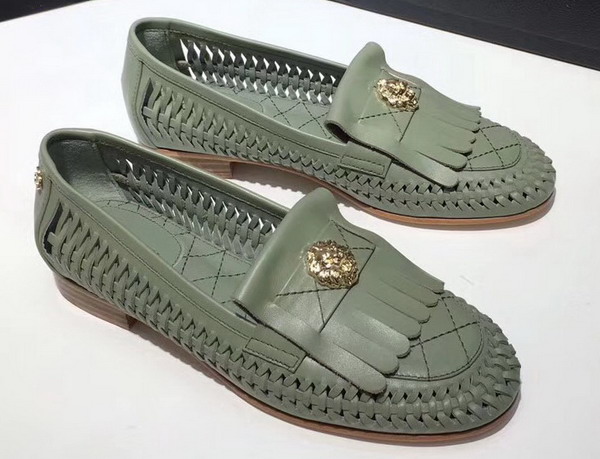 Chanel Loafers Light Green Weaved Calfskin