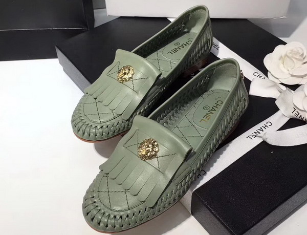 Chanel Loafers Light Green Weaved Calfskin