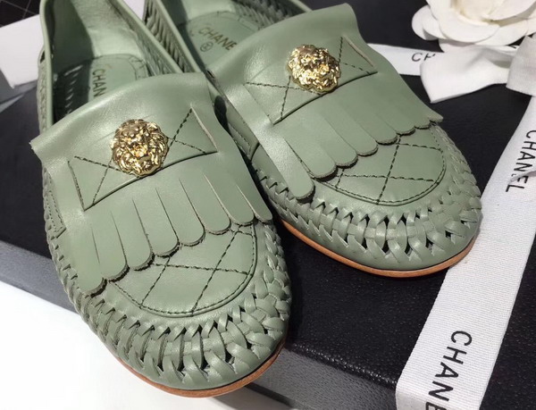 Chanel Loafers Light Green Weaved Calfskin