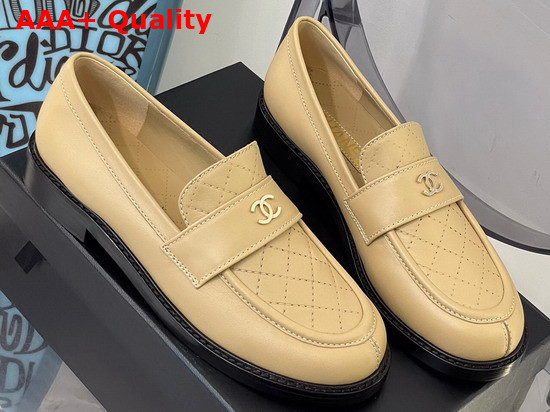 Chanel Loafers Shiny Calfskin Beige Ref G38048 Replica