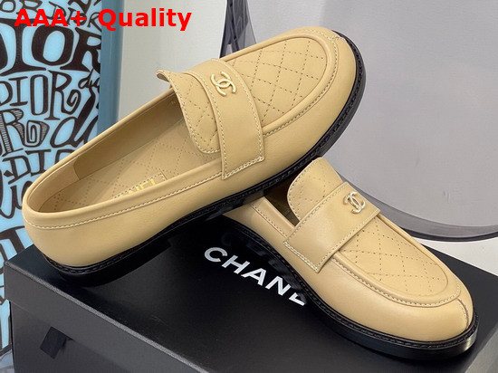 Chanel Loafers Shiny Calfskin Beige Ref G38048 Replica