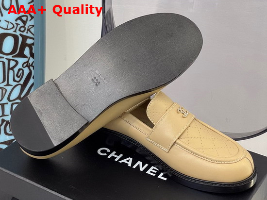 Chanel Loafers Shiny Calfskin Beige Ref G38048 Replica