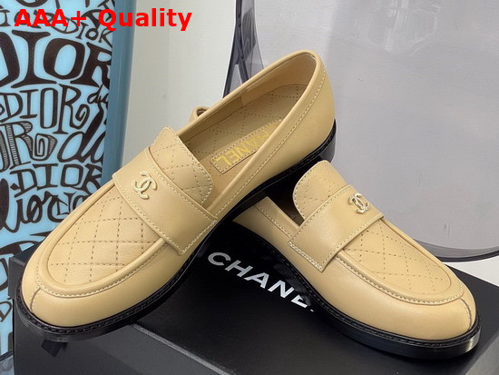 Chanel Loafers Shiny Calfskin Beige Ref G38048 Replica