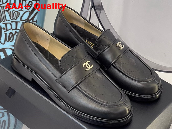 Chanel Loafers Shiny Calfskin Black Ref G38048 Replica