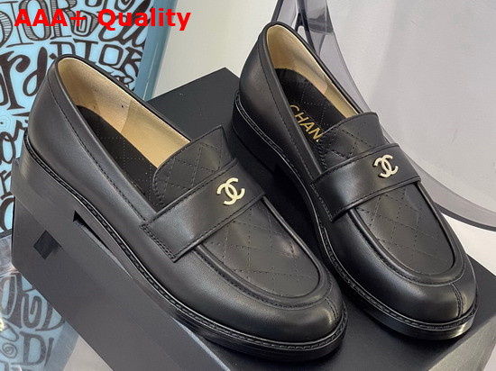 Chanel Loafers Shiny Calfskin Black Ref G38048 Replica