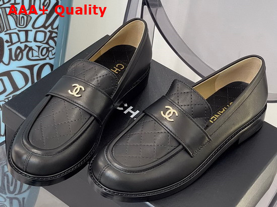 Chanel Loafers Shiny Calfskin Black Ref G38048 Replica