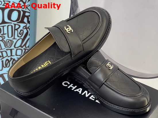 Chanel Loafers Shiny Calfskin Black Ref G38048 Replica