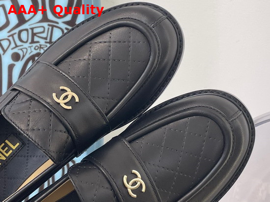 Chanel Loafers Shiny Calfskin Black Ref G38048 Replica