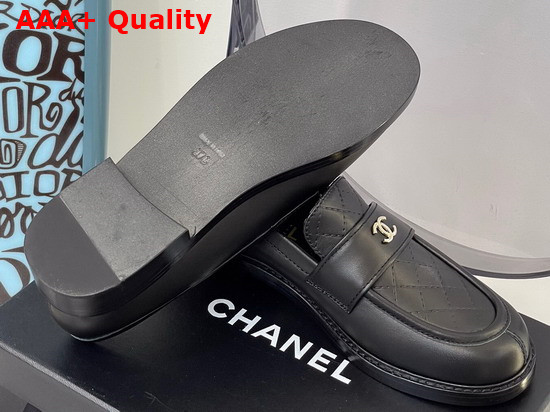 Chanel Loafers Shiny Calfskin Black Ref G38048 Replica