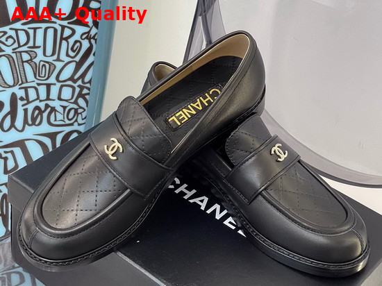 Chanel Loafers Shiny Calfskin Black Ref G38048 Replica