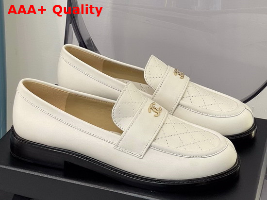 Chanel Loafers Shiny Calfskin White Ref G38048 Replica