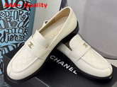 Chanel Loafers Shiny Calfskin White Ref G38048 Replica