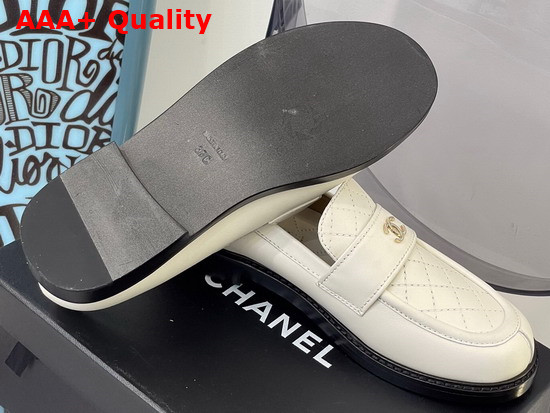 Chanel Loafers Shiny Calfskin White Ref G38048 Replica