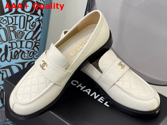 Chanel Loafers Shiny Calfskin White Ref G38048 Replica