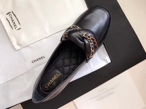 Chanel Loafers Suede Kidskin Black For Sale