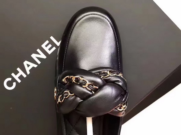 Chanel Loafers Suede Kidskin Black For Sale