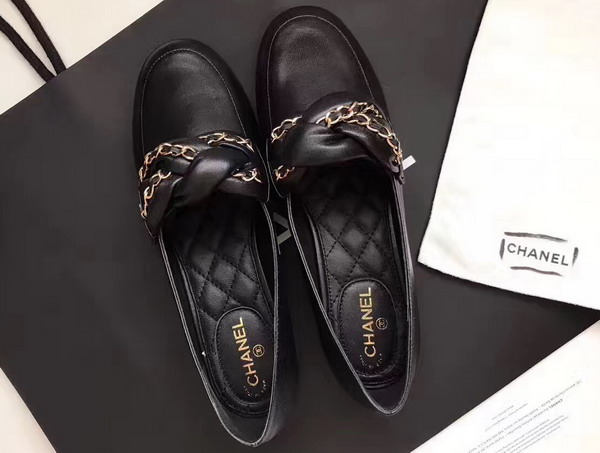 Chanel Loafers Suede Kidskin Black For Sale