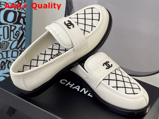 Chanel Loafers White Calfskin and Lamb Wool Replica