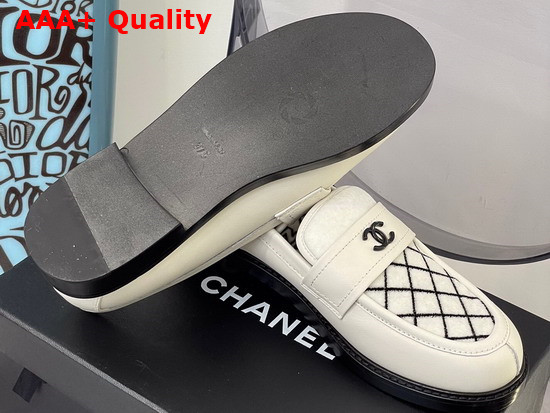 Chanel Loafers White Calfskin and Lamb Wool Replica