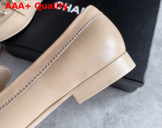 Chanel Loafers in Beige Calfskin with Gold CC Replica